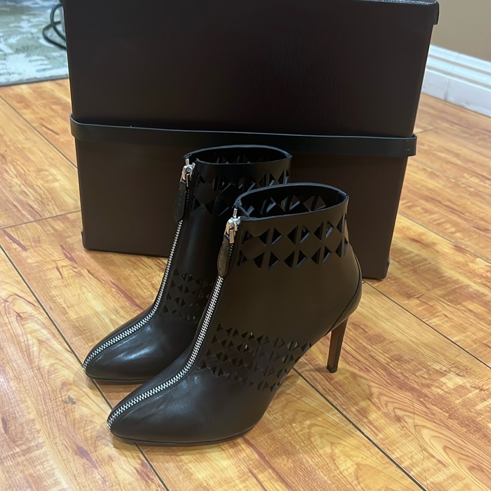 Alaia Leather Lazer Cut Booties
